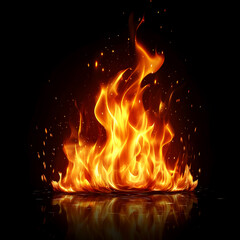 Fototapeta premium Fire on black background.