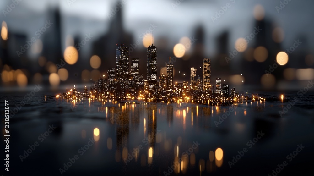 Poster concept of digital city with a digital cyberspace that includes particles and a background of digita