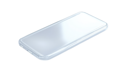 Silver cell phone case on plaid background, stylish protection for mobile devices