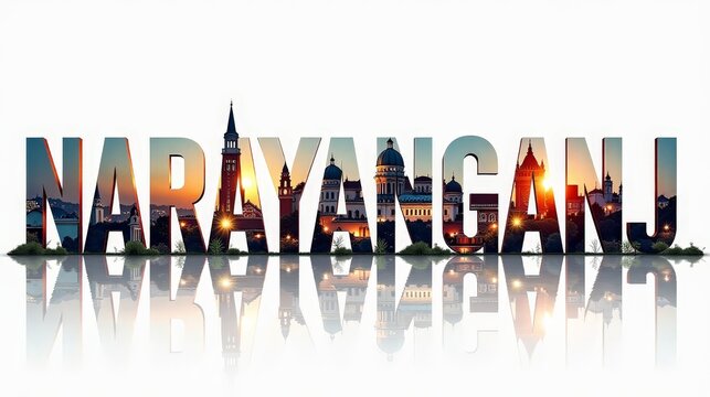Narayanganj letters City, Word illustration, travel and tourism in Bangladesh Attraction Wall Gift Decoration