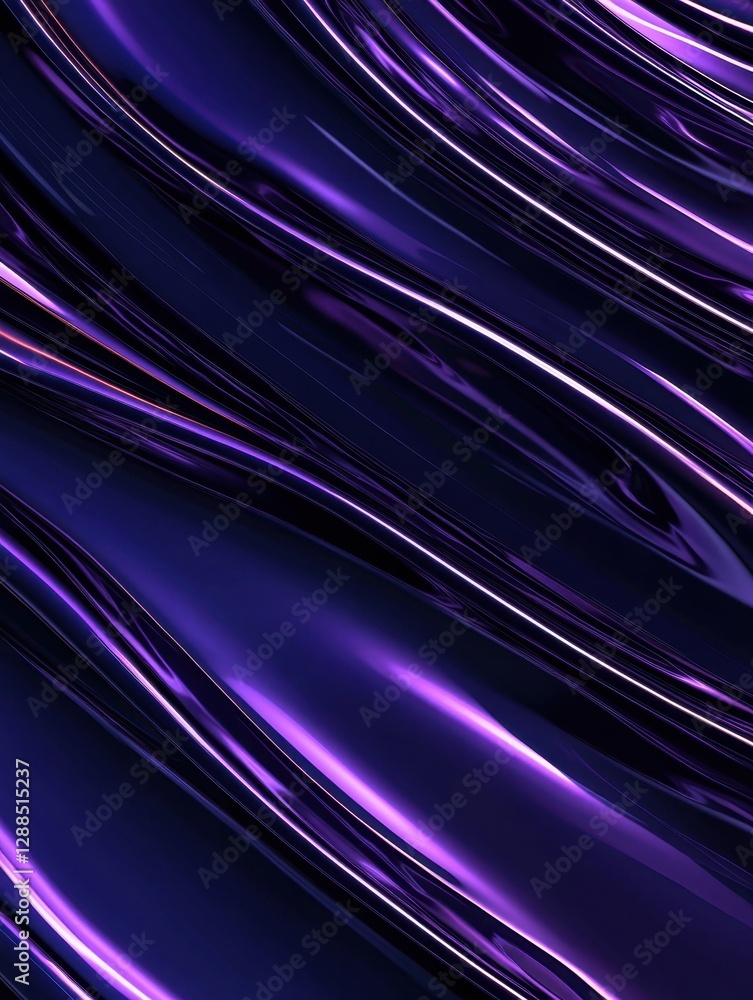 Poster abstract fluid texture with swirling patterns of deep purples and highlights creating movement