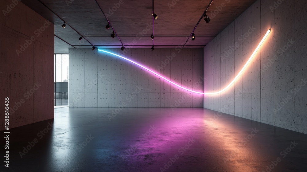 Poster a 3d rendering features an abstract ultraviolet background with a gradient of neon lights and a mini
