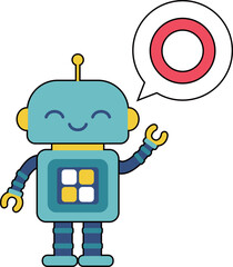 かわいいロボットのキャラクター　吹き出しにマル