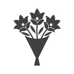 Flat floral bouquet icon. Flower bouquet silhouette. vector illustration