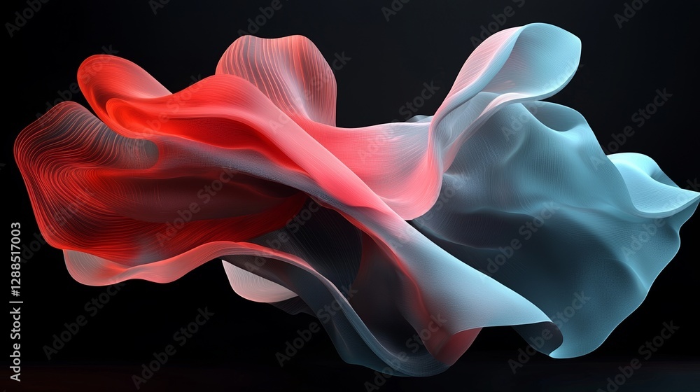 Poster digital realm of cyberspace comprised of particles and interconnected digital data networks, featuri