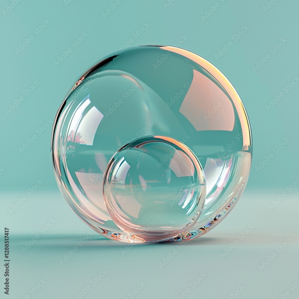 Poster the abstract design element is a 3d rendering of a geometric shape with a transparent and multicolor