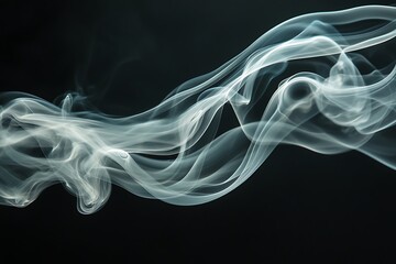 Fototapeta premium Abstract swirling white smoke on black background. (1)
