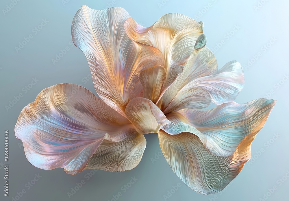 Poster the image depicts a flowing, abstract composition in the form of a flower or a vibrant explosion, wi