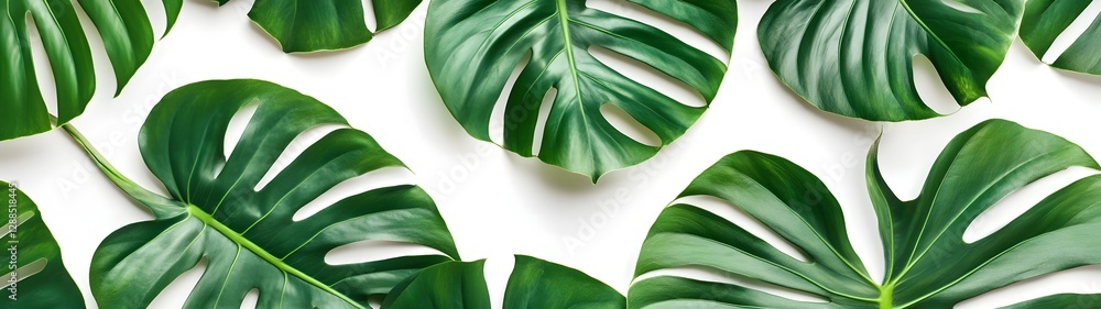 Poster vibrant and lush monstera leaves backdrop with a modern minimalist and nature inspired design this v
