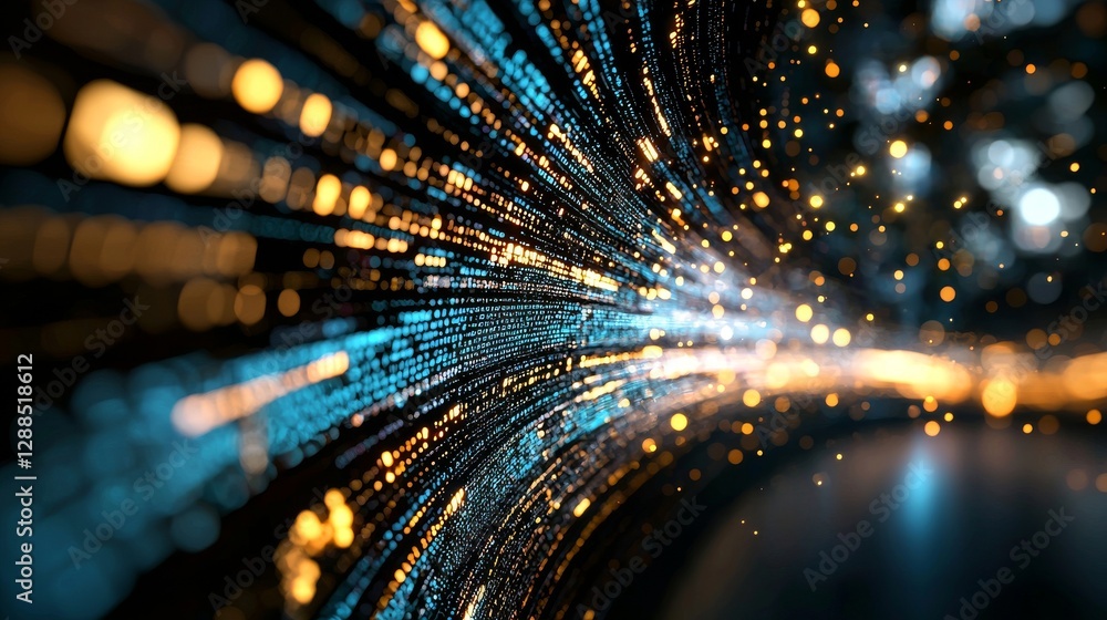 Poster the abstract background of technology is comprised of digital cyberspace, numbers, and a network con