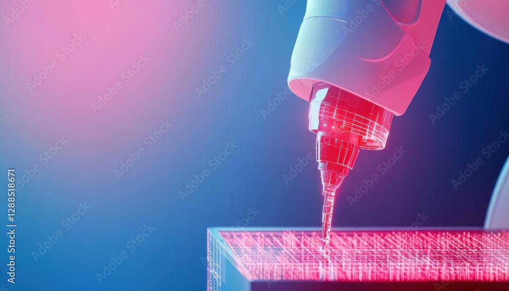 Aufkleber automated fluid dispensing action industrial setting digital illustration high-tech environment clos