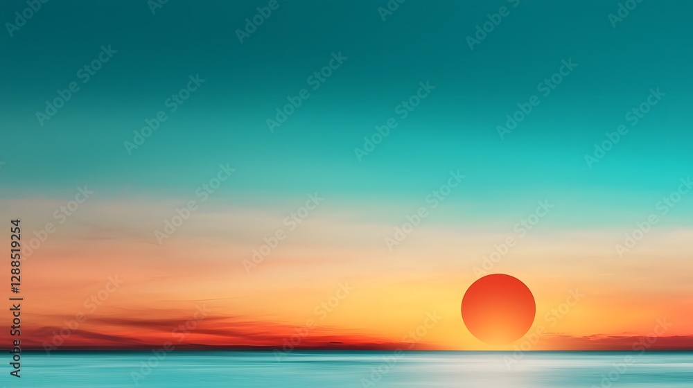 Poster breathtaking sunset sky with a smooth dreamlike color gradient fading from vibrant oranges and reds 