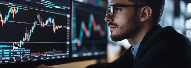 A successful financial advisor analyzing stock market trends