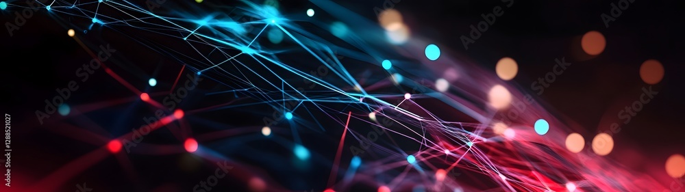 Poster Vibrant Digital Connections Futuristic Abstract Patterns Illuminate the Possibilities of Technology and Innovation  This dynamic and visually striking image showcases a captivating interplay of light