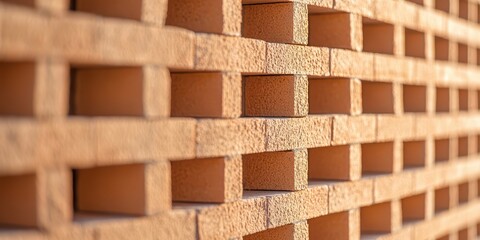 A detailed view of a perforated brick wall used for passive cooling.