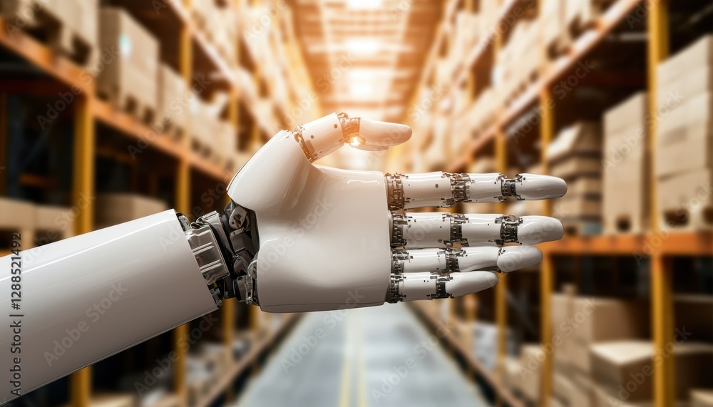 Aufkleber robot hand assisting in warehouse operations modern distribution center technology image industrial 