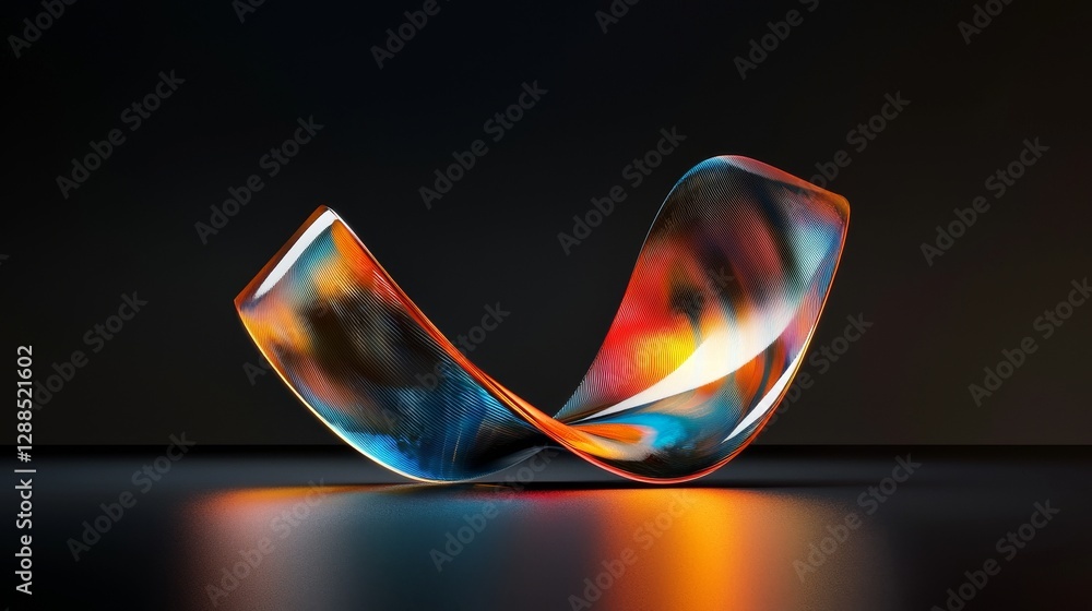Poster this modern retro futuristic 3d render features an abstract fluid dynamic wave in motion with an iri