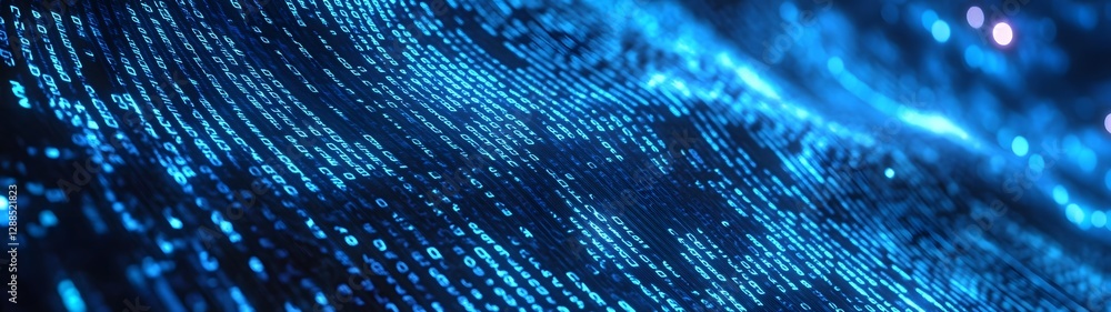 Poster Vibrant Digital Grid   Abstract Technology Background with Flowing Particle Waves Representing Data Information and Communication Flow in a Futuristic Cyber Landscape