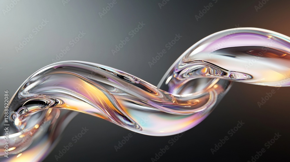 Aufkleber a 3d abstract rendering of a glass light emitter featuring an iridescent holographic neon gradient t