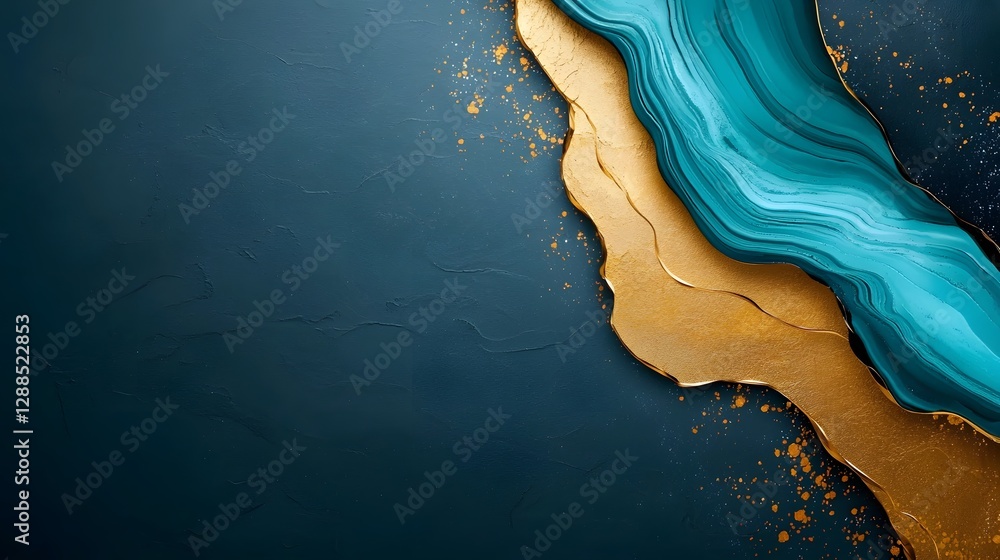 Poster captivating abstract background featuring a swirling marble texture in rich blues and golds with hea