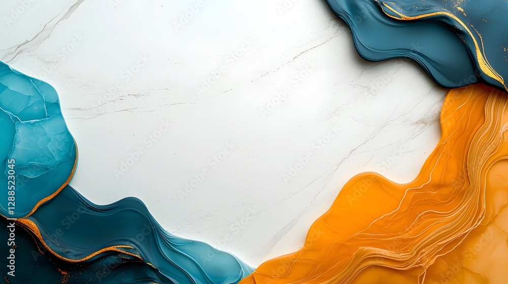 Aufkleber captivating abstract background with a swirling marble texture in a rich blue and gold gradient patt