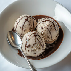Eiscreme mit Schokoladensoße