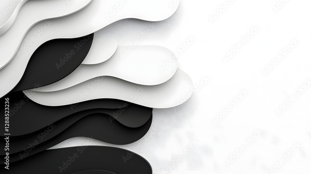 Poster captivating abstract background with subtle elegant waves of black and white gradient creating a ser