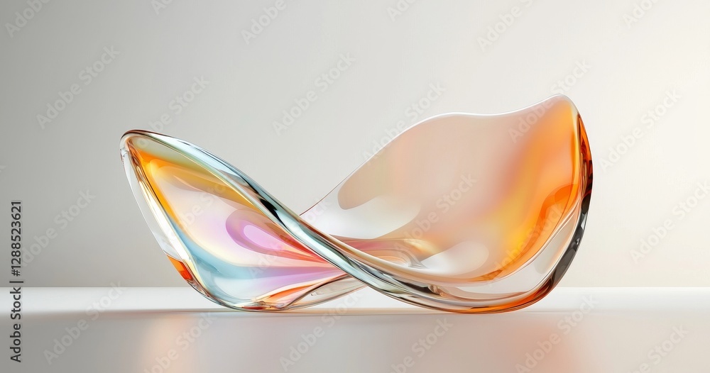 Poster a 3d render of an abstract glass geometric composition featuring iridescent holographic crystal shap