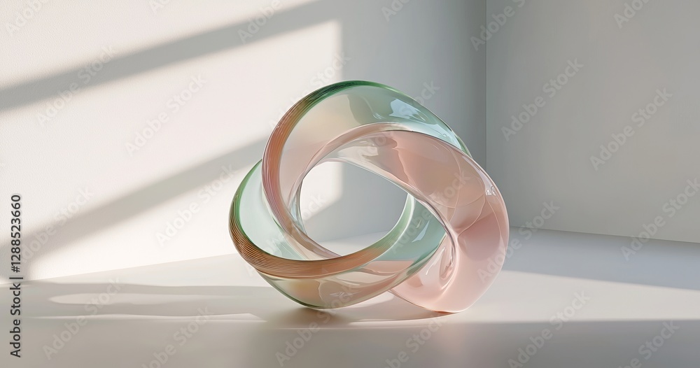 Poster the digital art object is characterized by spiral twisted fluid forms, presented as an isolated enti