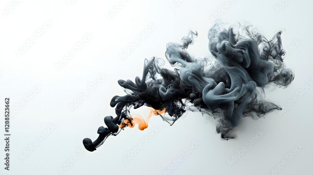 Poster captivating abstract image featuring an explosive gradient monochrome fade with dynamic swirling ink
