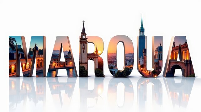 Maroua letters City, Word illustration, travel and tourism in Cameroon Attraction Wall Gift Decoration