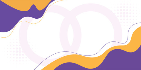 abstract banner background with fluid shapes in purple and orange color.