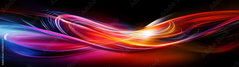 Poster Vibrant Neon Fluid Dynamics   Mesmerizing Digital Abstract Art Background with Flowing Colorful Curves Glowing Shapes and Dynamic Lighting Effects