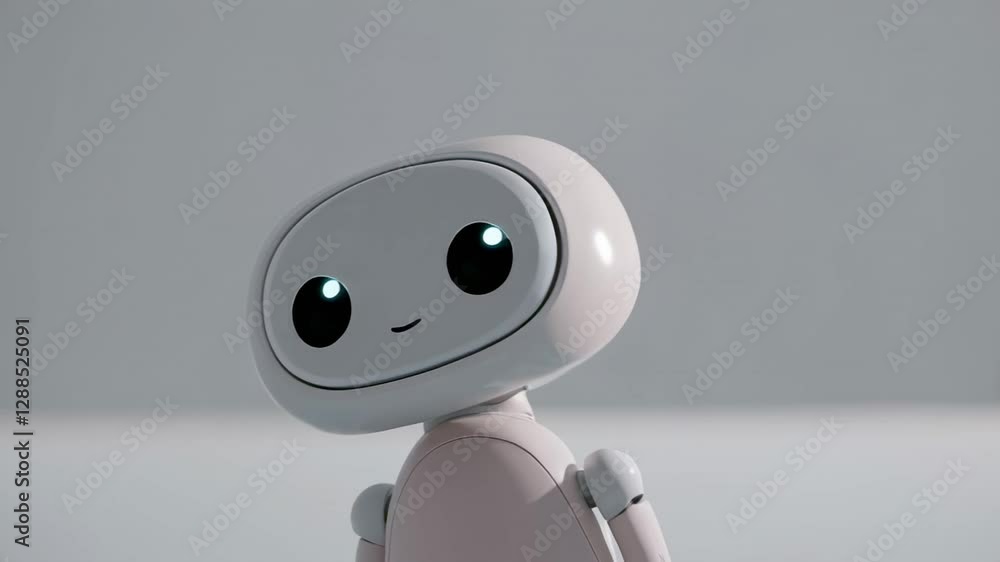 Aufkleber Humanoid android robot displaying range of facial emotions against pristine white background, revealing intricate artificial intelligence interactions through nuanced digital expressions