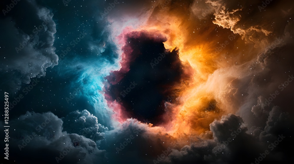 Aufkleber captivating cosmic swirls vibrant nebulae and galaxies erupting in a dimensional void of deep space 