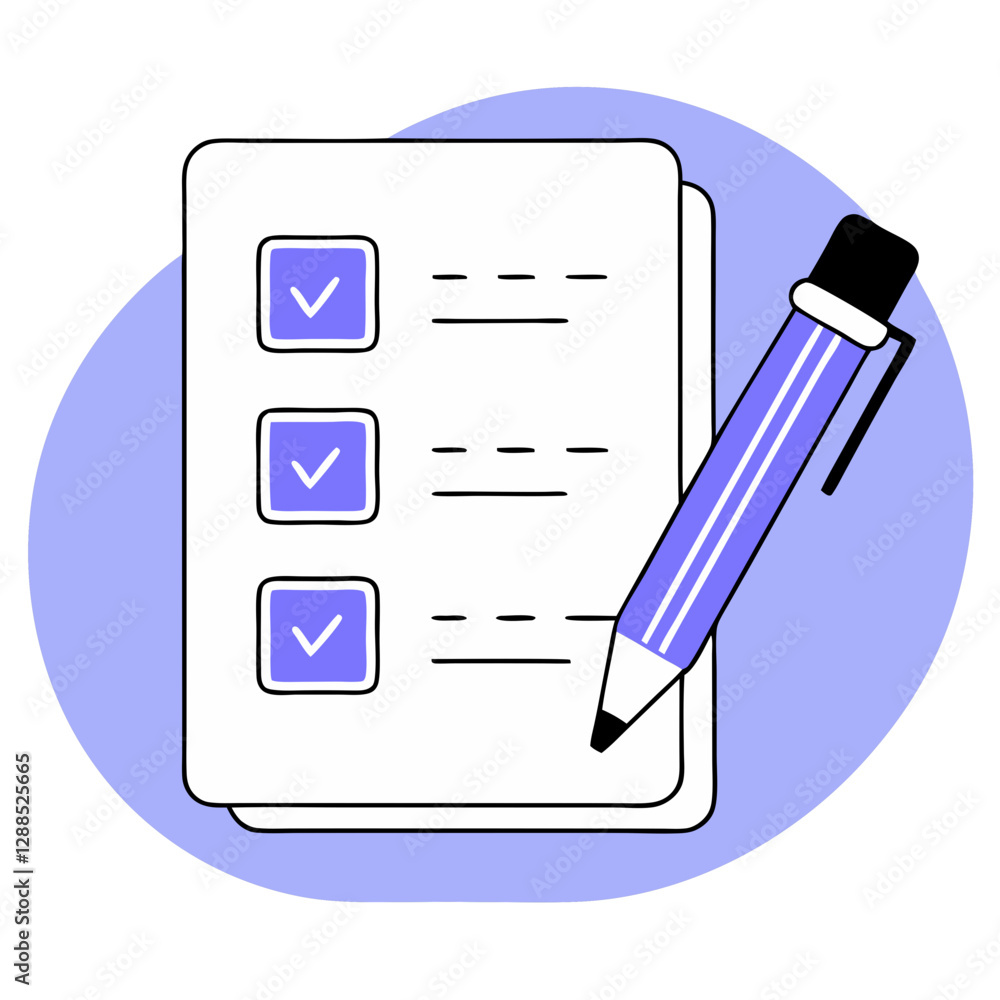 Poster a pencil is actively writing on a checklist with checkmarks, indicating completed tasks. the design 
