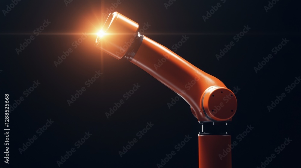 Poster industrial robot arm operating in high-tech environment close-up view automation technology concept
