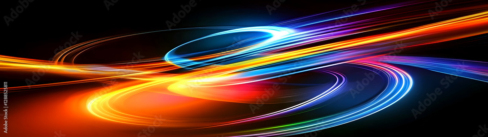 Poster Vibrant swirling waves of colorful abstract motion and energy creating a captivating futuristic digital light display  Smooth