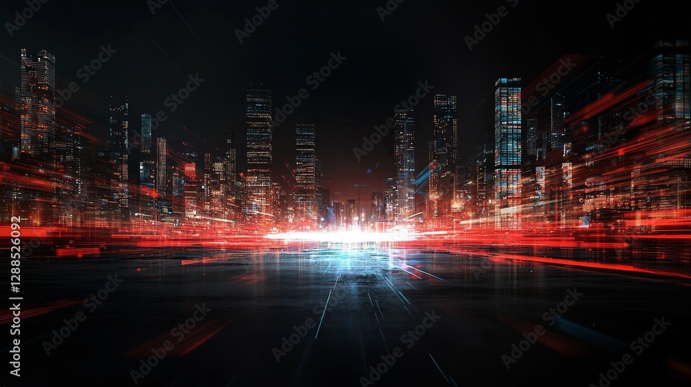 Poster a 3d rendering of digital cyberspace featuring particles and network connections, with a focus on da