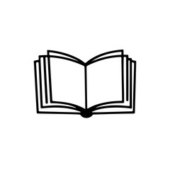 An open book icon made with lines silhouette on white background