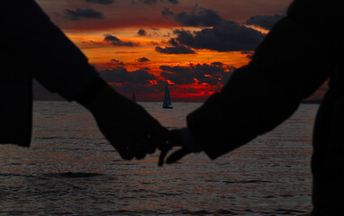 man and girl holding hands lovers couple family