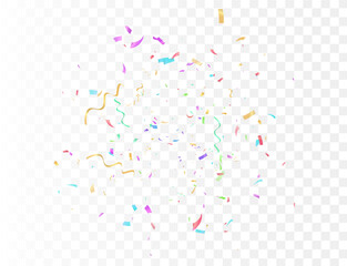 Celebration background with confetti and ribbons. Vector illustration.