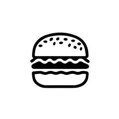 A burger food logo silhouette on white background