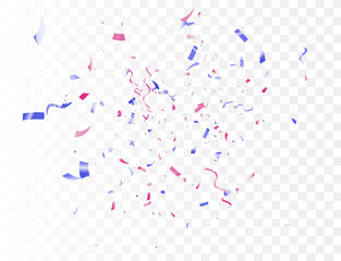 confetti isolated on transparent background. Falling serpentine. Realistic bright serpentine. Flying holiday tinsel. Anniversary decorative elements.