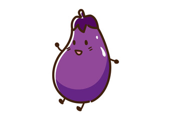ナス　キャラクター　ゆるかわ　透過png