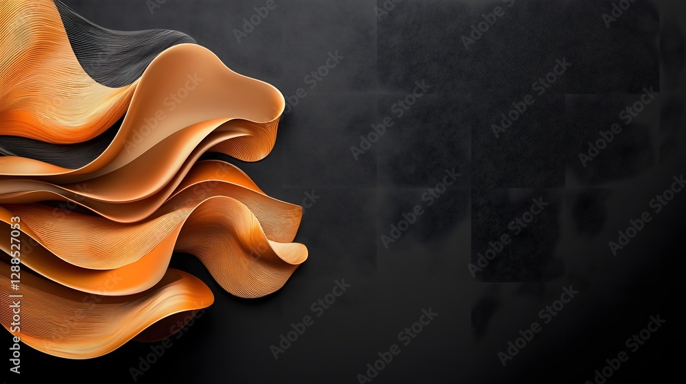 Poster captivating flowing golden waves on elegant black backdrop for branding abstract dynamic luxury desi