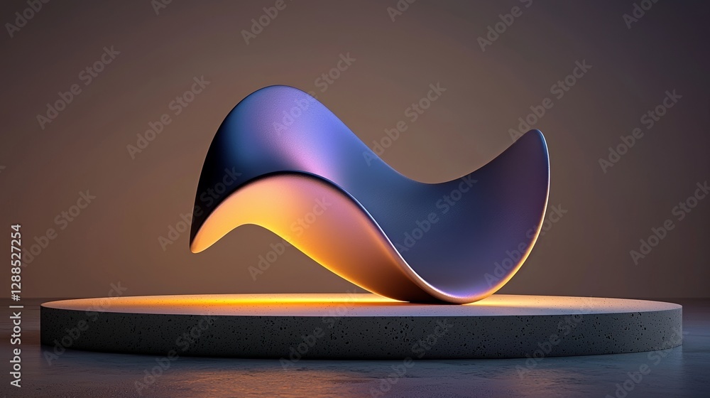 Poster a 3d rendering of a curved wave in motion, featuring abstract fluid holographic iridescent neon elem