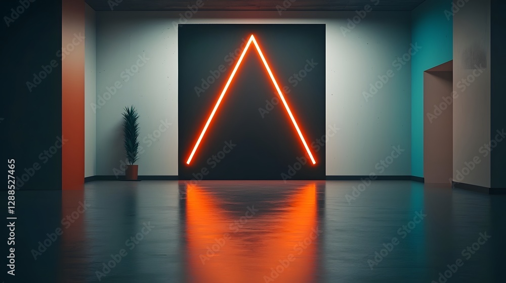 Poster captivating geometric neon shapes symmetrically positioned on both edges creating a futuristic synth