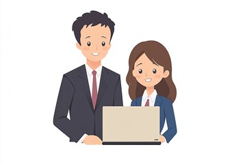 illustration is ideal for business presentations, marketing materials, or team-building concepts. It conveys teamwork, professionalism, and a positive work environment