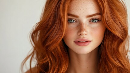 Naklejka premium Beautiful model showing long, shiny and healthy ginger hair